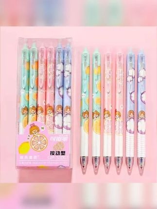 按动可擦中性笔0.5mm卡通图碳素笔学生卡通高颜值签字笔开学好物#可擦笔  #学习用品  #按动可擦笔  #可擦笔芯