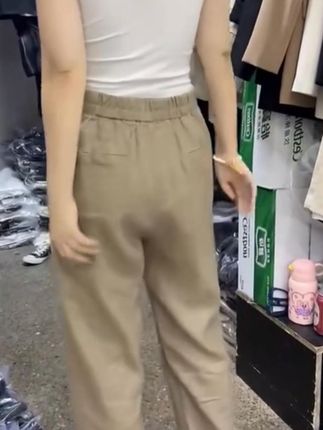 100%纯亚麻女裤