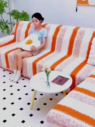 高克重雪尼尔面料沙发垫,厚实柔软,这个季节让皮沙发不再乱塌塌#家居#四季通用沙发垫#软装搭配