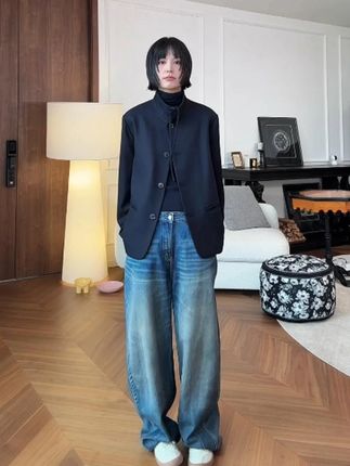 华吉言/HUAJIYAN【唐顿庄园】羊毛混纺抽绳新中式立领西装外套#西装外套 #中式设计 #高级感穿搭 #跟电子闺蜜晒红人秋日穿搭