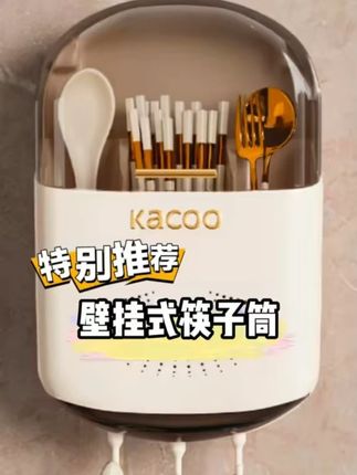 #壁挂筷子筒 带盖子的设计,防尘防灰,还能收纳勺子和一些小工具,干净整洁不占地方。#筷子笼家用 #多功能置物架 #多功能 #筷子