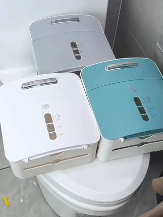 卫生间家居纸巾盒厕纸置物架厕所挂壁浴室免打孔防水纸巾盒卫生间#卫生间好物 #纸巾盒 #免打孔 #防水 #家居用品