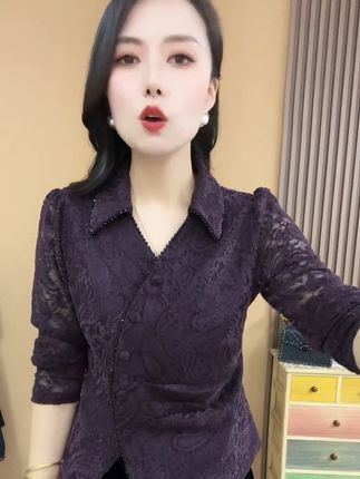 京亲2025秋季长袖植绒蕾丝衬衫领开衫气质百搭显瘦女人味上衣 #显瘦穿搭#穿出高级感#显瘦遮肉#轻奢女装#简单搭配