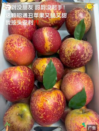 丑苹果,别看皮上有点“小雀斑”,咬一口全是糖心甜!日照足,温差大,自然长熟不催熟。丑是丑了点,但果肉脆嫩,汁水多到飙,甜得实实在在。咱吃的是味道,不是颜值。昭通丑苹果,丑得有道理,LY