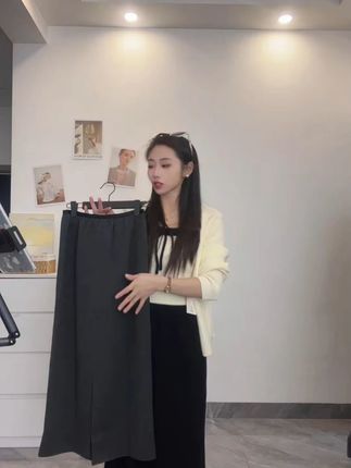 【醋酸羊绒+2个裙长】小个子秋冬直筒显瘦百搭高腰开叉中长款 #品质女装 #通勤搭配 #半身裙 #显瘦遮肉 #女装搭配