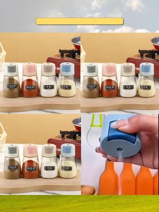 拍1发4】厨房新款按压调料储物罐防潮防尘可定量家用组合储物 #厨房好物 #好物分享实用好物 #厨房必备 #居家好物