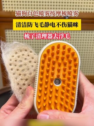 猫狗白色喷雾按摩梳喷雾清洁防飞毛静电不伤猫咪梳子清理器去浮毛#萌宠 #萌宠好物 #猫咪 #猫咪梳毛 #猫咪梳毛神器