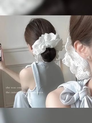 法式复古蕾丝大肠发圈女高级感白色镂空头花发绳2025新款头绳头饰 #头饰发饰 #温柔风 #大肠发圈 #美出高级感 #发圈头绳