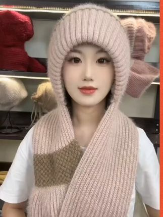 #毛线帽 #针织帽 #帽子围巾一体帽#加绒一体帽#秋冬加绒帽