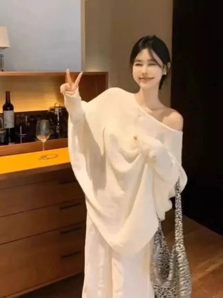 新款宽松蝙蝠袖毛针织秋冬软糯慵懒感百搭显瘦上衣女 #早秋穿搭 #早秋新款 #显瘦穿搭 #ootd穿搭