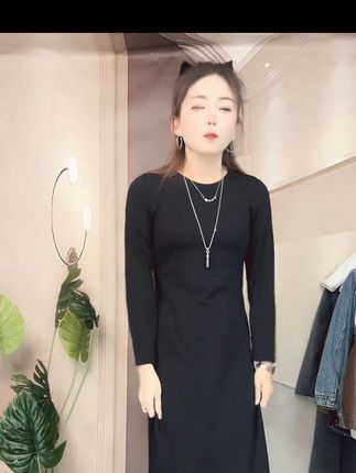 老钱风女装新款韩版时尚休闲显瘦长款打底裙短袖黑色连衣裙 #打底裙穿搭 #连衣裙穿搭 #长款裙子