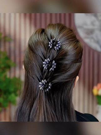 诗泊雅 闪闪花朵小号发夹头发夹盘发夹子#发夹 #一起美美哒 #美出高级感 #气质搭配 #盘发夹