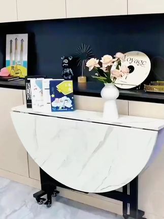 折叠式桌子小户型客厅饭桌可移动靠墙圆桌2025新款家用6-10人餐桌#折叠式桌子 #小户型客厅饭桌