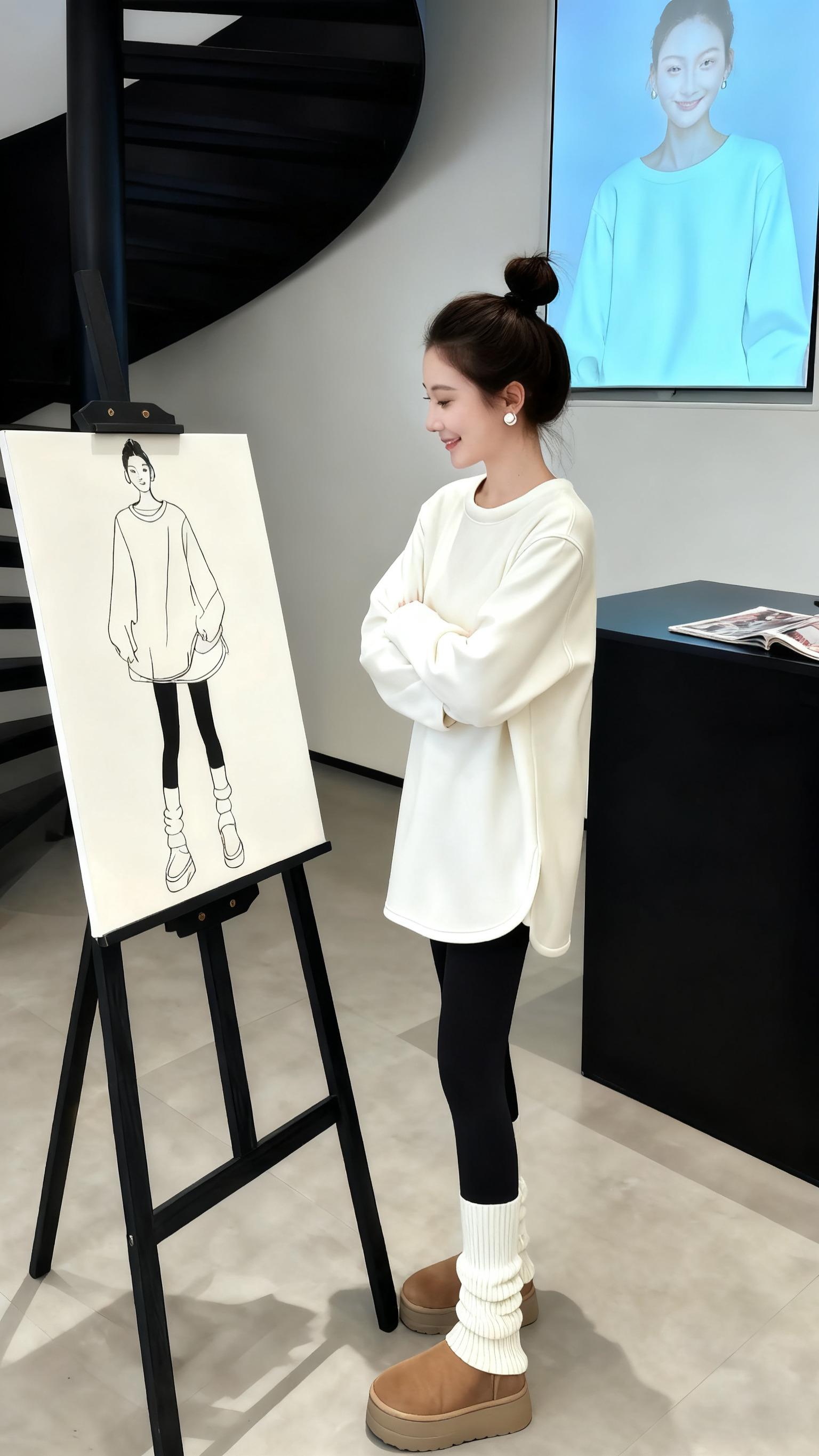 秋冬新款不规则加厚磨毛T恤女宽松显瘦遮屁股中长款保暖内搭上衣