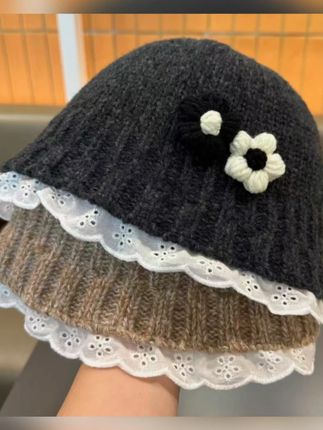小花儿童帽子秋冬女童渔夫帽保暖毛线帽女宝宝针织毛绒水桶帽#水桶帽 #渔夫帽 #儿童帽子 #针织帽 #保暖帽