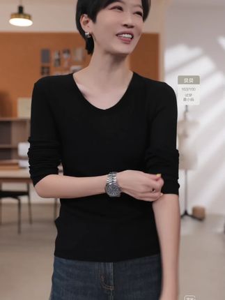 BAYBERYL老贝段彩蛋领细腻羊毛百搭打底秋针织衫ZZS5 #品质女装 #显瘦 #优雅知性 #百搭 #柔软