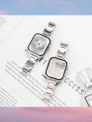 适用iwatch苹果S10手表表带applewatchs9s8亮面小三珠钢带夏天女#表带 #表带推荐 #表带分享 #手表表带推荐 #手表表带