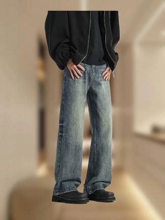 (现货现发)复古牛仔裤男阔腿宽松直筒cleanfit裤子20 #男士牛仔裤 #阔腿裤 #宽松 #男裤 #百搭