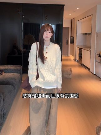 针织衫白色毛衣女早秋季气质小个子宽松慵懒风针织衫圆领套头上衣 #针织衫穿搭 #面料舒适 #慵懒风穿搭 #时尚百搭 #秋季新款