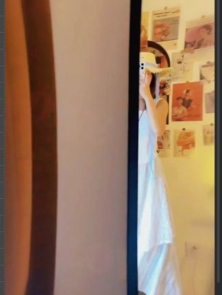 韩版蕾丝蓝色条纹半身裙女夏季2025新款小个子松紧高腰A字长裙子