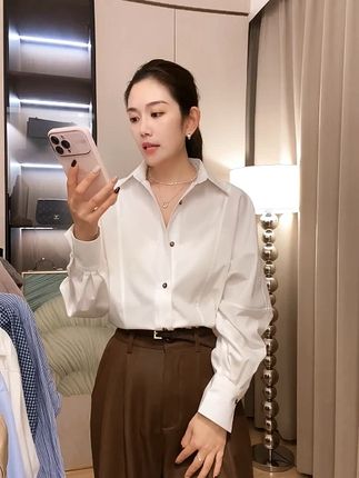初秋韩版宽松白衬衫女长袖设计感叠穿外穿百搭显瘦落肩袖气质外套 #穿搭#穿搭技巧#女装#显瘦穿搭#穿搭分享