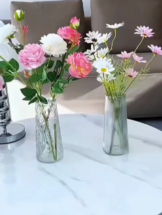 大号30cm/两只装冰川纹花瓶简约玻璃花瓶高级感轻奢颜控插花#花瓶 #玻璃花瓶 #插花花瓶 #家用花瓶 #客厅花瓶