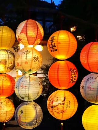 中秋装饰品灯笼挂饰防水发光布艺灯笼商场门店民宿场景氛围布置 #传承非遗 #红灯笼 #灯笼花 #神灯 #中秋
