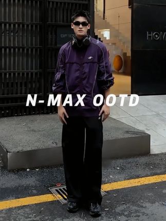 绝绝紫色反光条防泼水夹克太香啦! #大码男装 #ootd穿搭 #穿出自己的风格 #日常搭配 #穿搭分享