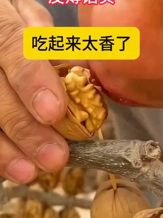 纸皮核桃,皮薄如纸,果肉饱满厚实,有一股淡淡的奶香味#新疆纸皮核桃 #纸皮核桃 #核桃