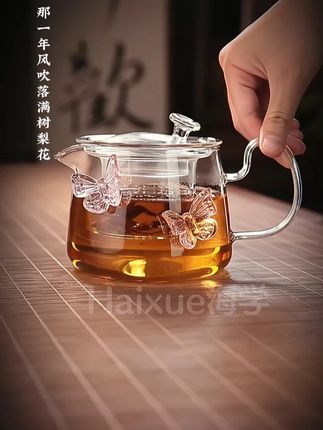 创意蝴蝶耐热玻璃泡茶壶原创设计春日立体蝴蝶壶套组#茶具 #泡茶壶 #高端茶器 #喝茶聊天 #召唤茶友