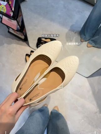 jinnuo/锦诺凉鞋女士镂空洞洞单鞋女真皮夏季新款软皮包头凉鞋女