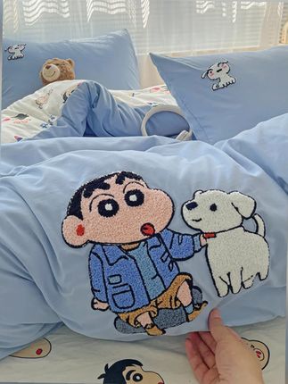 面料升级款【双面用】四季用 成人宿舍四件套可绣花小清新学生单人#木森大舞台 #宿舍四件套 #四件套床品 #家纺床上用品 #面料柔软舒适