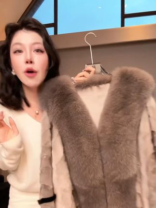 ME【丹麦进口喀纳斯水貂】哥本哈根水貂保暖时尚波浪纹皮草ME #时髦精 #女装搭配 #皮草推荐 #轻奢女装