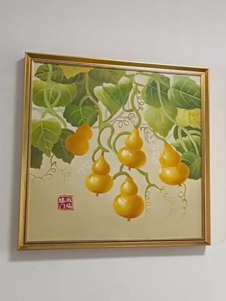 家中的治愈角落|葫芦 + 绿植,氛围感直接拉满~ #家居挂画 #软装搭配 #成品展示 #家居软装搭配 #油画