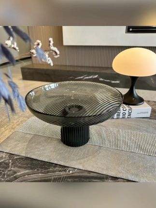 浅灰拼深撞色高脚玻璃果盘摆件轻奢样板间客厅茶几餐桌咖啡厅果盘#玻璃果盘 #轻奢果盘 #客厅摆件 #果盘推荐 #装饰果盘