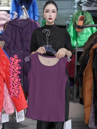 女保暖背心加绒加厚秋冬季无袖羊羔绒保暖内衣上衣纯色简约青中年 #面料柔软舒适 #保暖又好看 #秋冬必备 #谁穿谁好看 #超便宜超划算