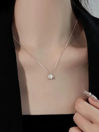 链子925银合成锆石 链子925银方糖项链女生2025银项链锁骨链项链#时尚饰品 #项链 #精致饰品高级感 #精致女人必备 #锁骨链