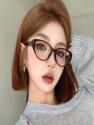 素颜眼睛镜框可配近视茶色平光百搭猫眼方圆脸显瘦复古黑猫韩版#猫眼眼镜 #近视眼镜 #平光镜 #眼镜