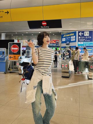 简纹 经典航海系撞色条纹桑蚕丝亚麻短袖 #李智善 #随机穿搭挑战 #northmingfish