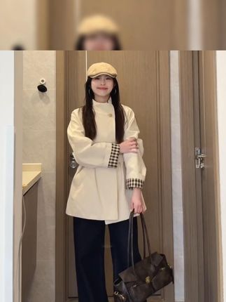 2025春秋新款!小个子女生必备白色立领日系风衣 #日系休闲风衣 #春秋风衣新款 #立领风衣外套 #春秋新款风衣 #白色风衣女款