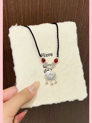 吊坠足银 足银999平安锁送女友礼物闺蜜宝宝民族风编绳项链 #项链 #吊坠