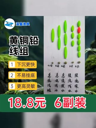 6副装黄铜铅坠 溪流钓黄铜铅线组单钩通线有刺免调漂溪流线组 #黄铜铅溪流线组 #溪皇溪流线组
