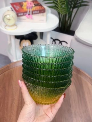 【九块九6只】高颜值质感渐变玻璃碗个性冰丝碗沙拉碗家用米饭碗