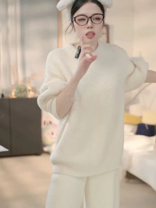 【男女同款】2025秋冬季可外穿家居服套装慵懒显瘦加绒保暖半 #家居服 #轻奢女装 #舒服又百搭 #慵懒风穿搭 #可爱到爆炸💥