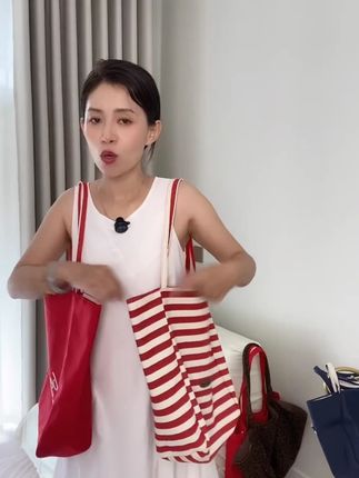 双面单肩包托特包ins条纹百搭手拎包可折叠帆布环保时尚手提女包#帆布包#包包推荐#好物分享#包包分享#单肩包