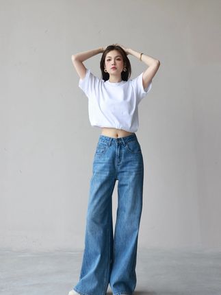 早秋新款百搭港风牛仔阔腿阔腿裤牛仔裤高腰显瘦宽松百搭#百搭神裤 #牛仔裤 #阔腿牛仔裤 #高腰显瘦牛仔裤 #早秋穿搭