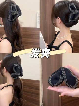 韩式设计感叶片麦穗鲨鱼夹百搭高级感发卡后脑勺发抓布艺头饰发饰#夏季新款 #头饰发饰 #仙女必备 #发夹 #发卡