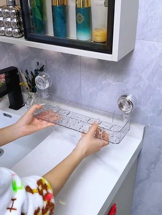 【佳立方】水波纹吸盘置物架卫生间洗漱台吸盘式壁挂化妆品收纳架子#卫生间收纳 #吸盘置物架 #化妆品收纳 #佳立方好物 #洗漱台整理