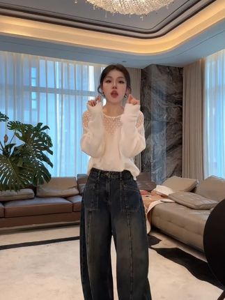 ME【中轴线弯刀牛仔】100新疆长绒棉高腰显瘦百搭牛仔裤ME #ootd穿搭 #显瘦遮肉 #品质女装 #百搭神裤 #小个子女生