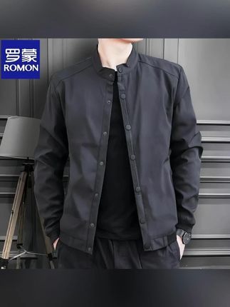 Romon/罗蒙外套男春秋季新款休闲宽松百搭潮流大码立领夹克上衣服 #品质男装 #秋季穿搭 #外套穿搭 #时尚男装 #精品男装